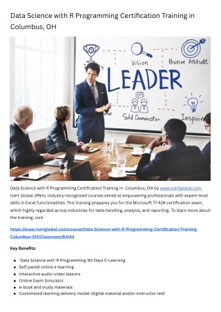 Data Science with R Programming Certification Training Course in Columbus, OH