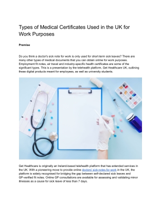 Types of Medical Certificates Used in the UK for Work Purposes