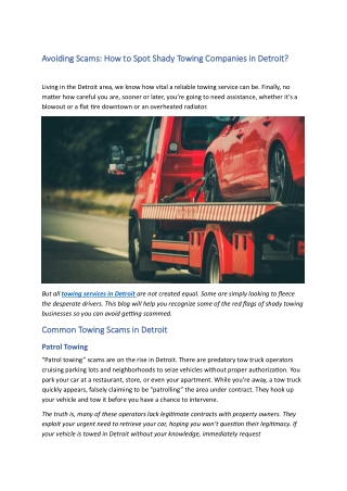 Avoiding Scams How to Spot Shady Towing Companies in Detroit?