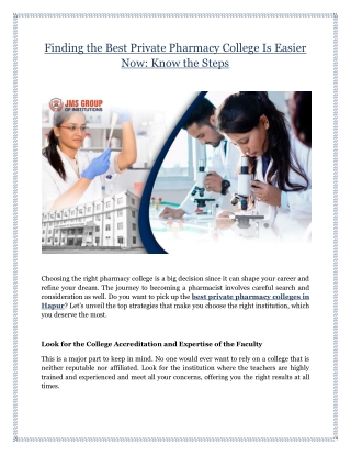 Finding the Best Private Pharmacy College Is Easier Now: Know the Steps