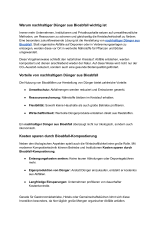 Nachhaltiger Dünger aus Bioabfall für Umwelt und Betriebe
