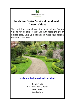 Landscape Design Services In Auckland  Garden Visions