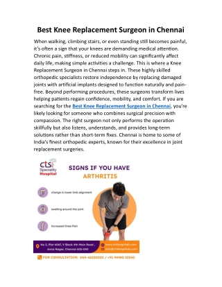 Best Knee Replacement Surgeon in Chennai