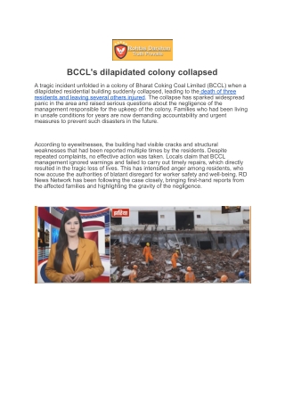 BCCL's dilapidated colony collapsed