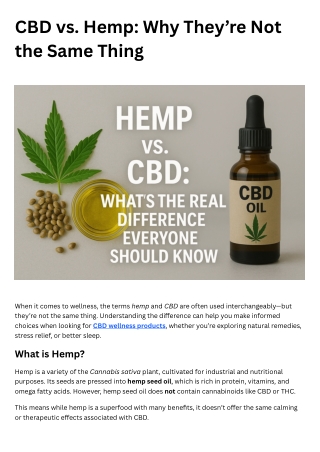 CBD vs. Hemp Why They’re Not the Same Thing