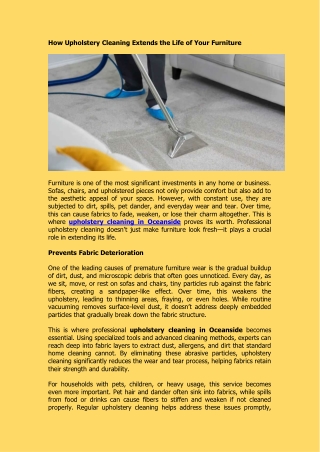 How Upholstery Cleaning Extends the Life of Your Furniture