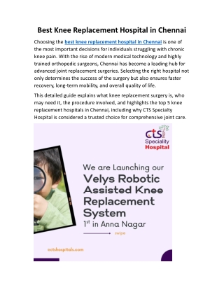 Best Knee Replacement Hospital in Chennai