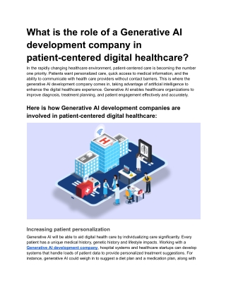 What is the role of a Generative AI development company in patient-centered digital healthcare?
