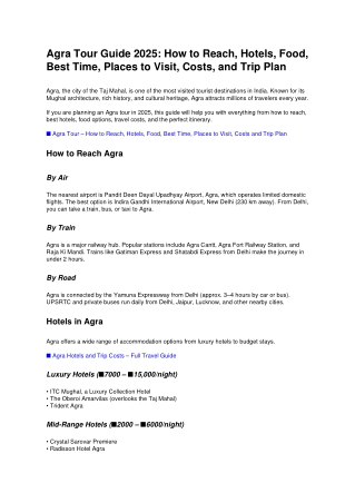 Agra Tour Guide 2025,Timings, -September 2025