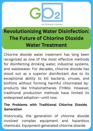 Revolutionizing Water Disinfection The Future of Chlorine Dioxide Water Treatment