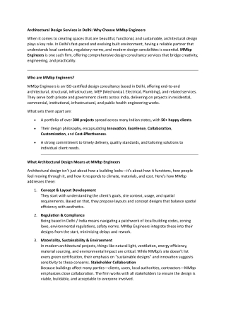 Expert Architectural design services in Delhi– MMbp Engineers