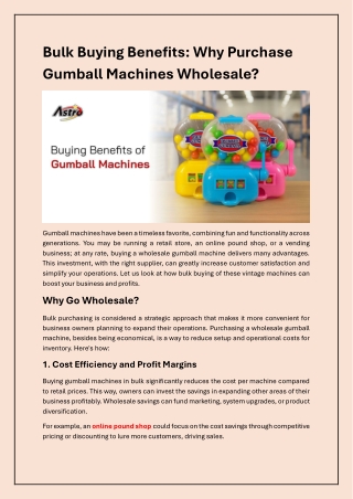 Gumball Machines Wholesale: Key Business Advantages of Bulk Purchasing