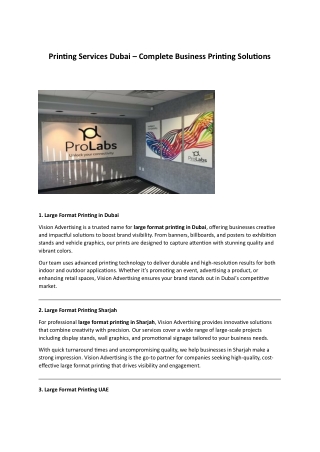 Large Format Printing UAE-Vision Advertising