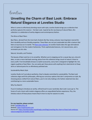 Unveiling the Charm of Bast Look: Embrace Natural Elegance at Lovelies Studio
