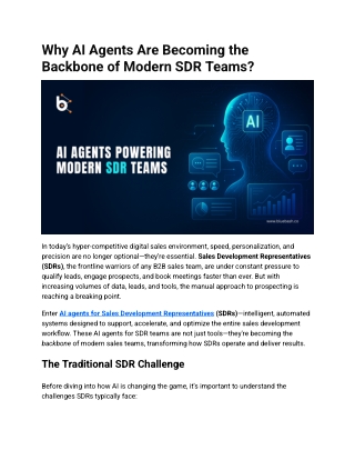 AI Agents Powering Modern SDR Teams & Outreach | Bluebash