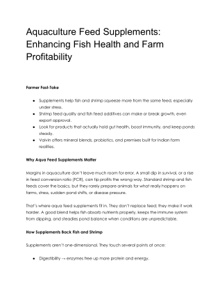 Aquaculture Feed Supplements_ Enhancing Fish Health and Farm Profitability