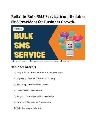 Reliable Bulk SMS Service from Reliable SMS Providers for Business Growth.