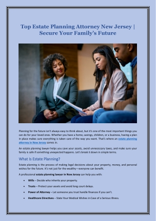 Top Estate Planning Attorney New Jersey | Secure Your Family’s Future