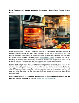 How Commercial Ovens Maintain Consistent Heat—Even During Rush Hour