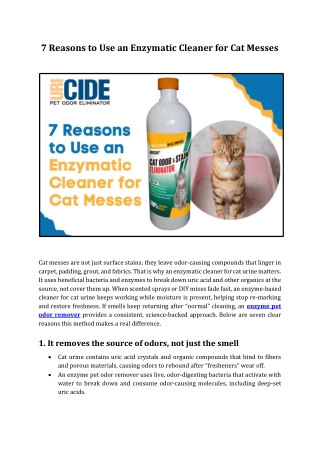 7 Reasons to Use an Enzymatic Cleaner for Cat Messes - URICIDE