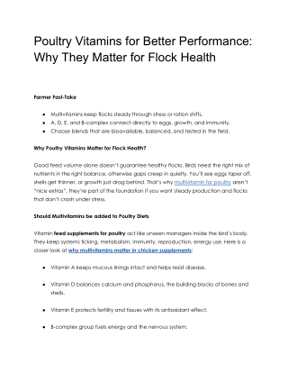 Poultry Vitamins for Better Performance_ Why They Matter for Flock Health