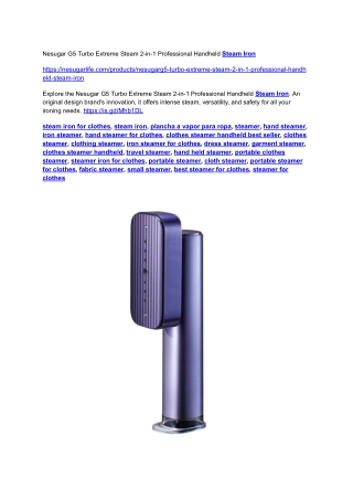 Nesugar G5 Turbo Extreme Steam 2-in-1 Professional Handheld Steam Iron