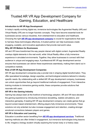 AR VR App Development Company _Designoweb Technologies