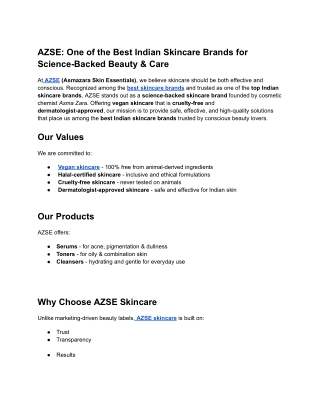 AZSE_ One of the Best Indian Skincare Brands for Science-Backed Beauty & Care