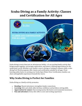 Family Scuba Diving Classes & Certification in Fort Worth - Adventure Scuba