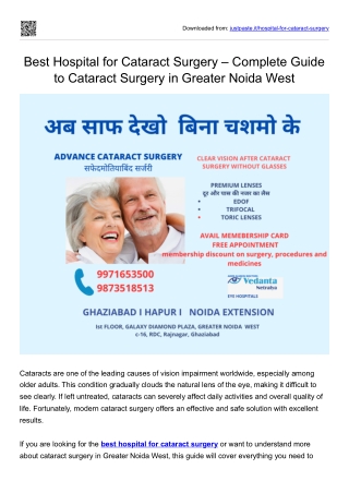 Best Hospital for Cataract Surgery – Complete Guide to Cataract Surgery in Great