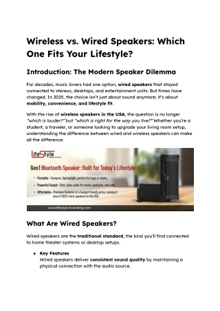 Wireless vs. Wired Speakers 2025 | Best Choice for Your Lifestyle in the USA