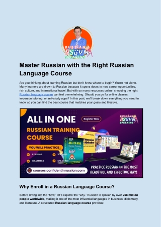 Master Russian with the Right Russian Language Course