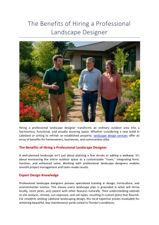 The Benefits of Hiring a Professional Landscape Designer