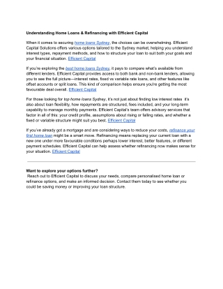 Understanding Home Loans & Refinancing with Efficient Capital