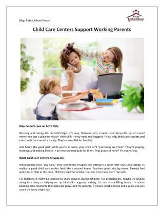 Child Care Centers for Working Parents | Petite School House