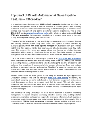 Top SaaS CRM with Automation  Sales Pipeline Features  Office24by7 docx  Google Docs