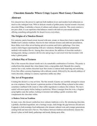 Chocolate Kunafa: Where Crispy Layers Meet Gooey Chocolate