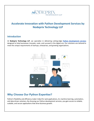 Accelerate Innovation with Python Development Services by Nodeprix Technology LLP