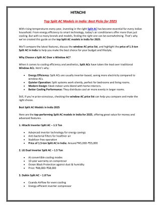 Top Split AC Models in India: Best Picks for 2025