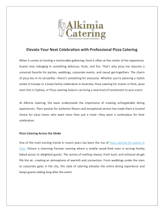 Elevate Your Next Celebration with Professional Pizza Catering