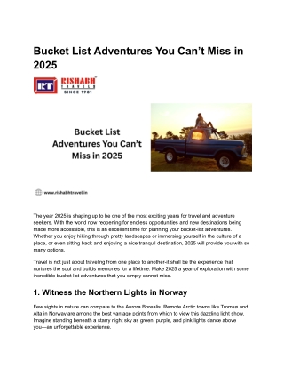 Bucket List Adventures You Can’t Miss in 2025
