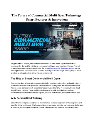The Future of Commercial Multi Gym Technology: Smart Features & Innovations