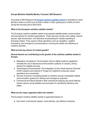 Europe Maritime Satellite Market - 9 September 2025