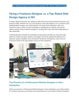 Hiring a Freelance Designer vs. a Top-Rated Web Design Agency in NH