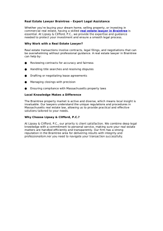 Real Estate Lawyer Braintree – Expert Legal Assistance