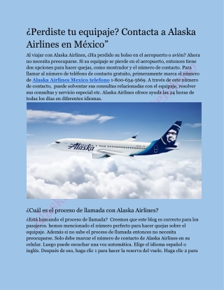 Alaska Airlines Mexico telefono