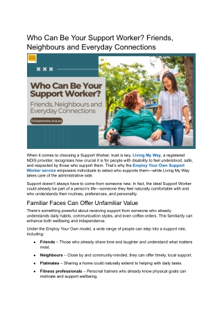 Who Can Be Your Support Worker_ Friends, Neighbours and Everyday Connections