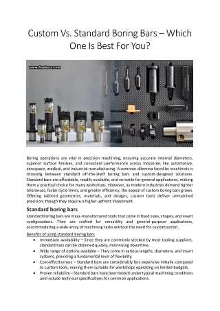 Custom Vs. Standard Boring Bars – Which One Is Best For You?