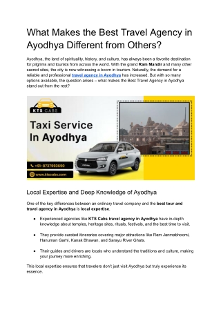 Best Travel Agency in Ayodhya