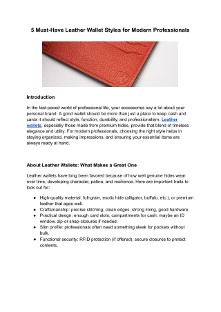 5 Must-Have Leather Wallet Styles for Modern Professionals
